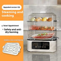 28 litre stainless steel electric steamer with automatic measuring function and polypropylene liner