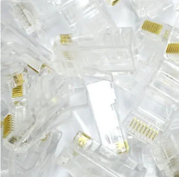 Gold-plated three-fork network modular plug RJ45 connector white colour