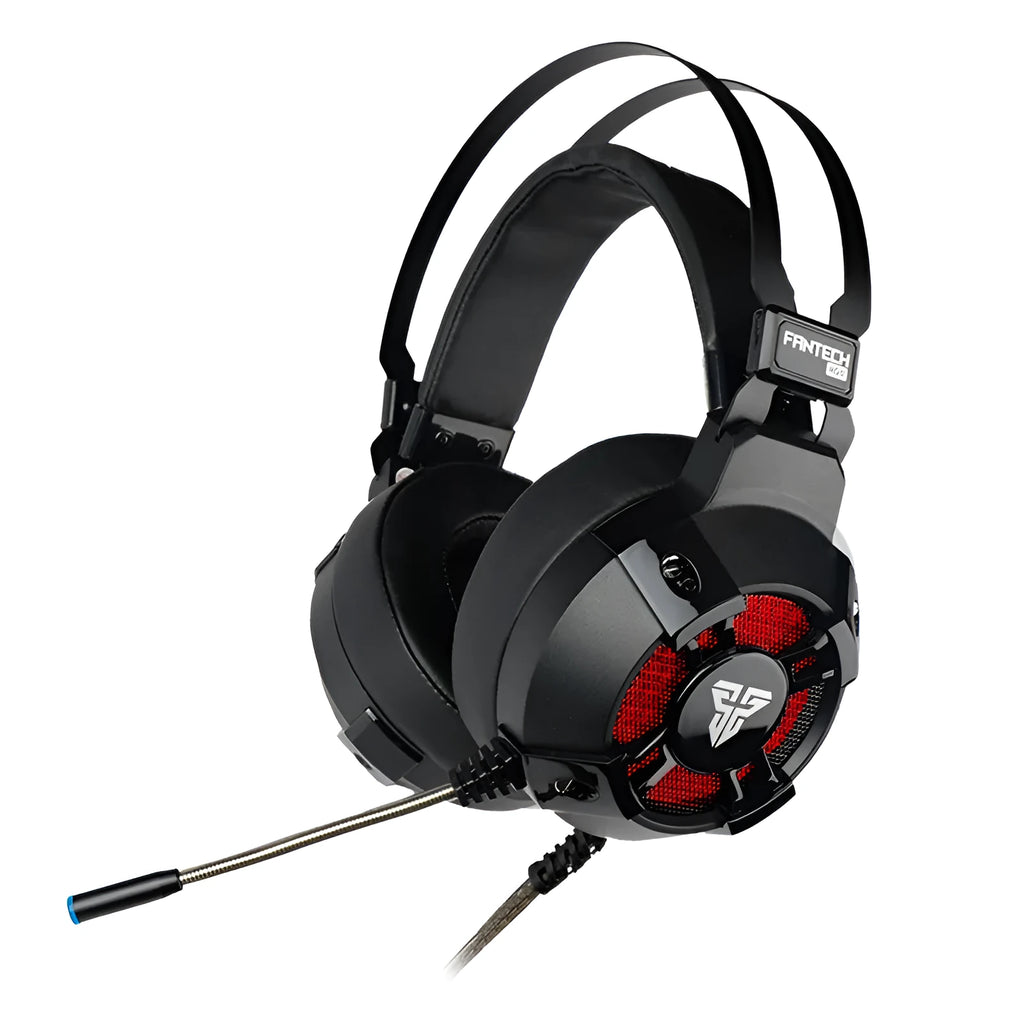 Black FANTECH HG11 USB gaming headset with RGB lights on ear cups