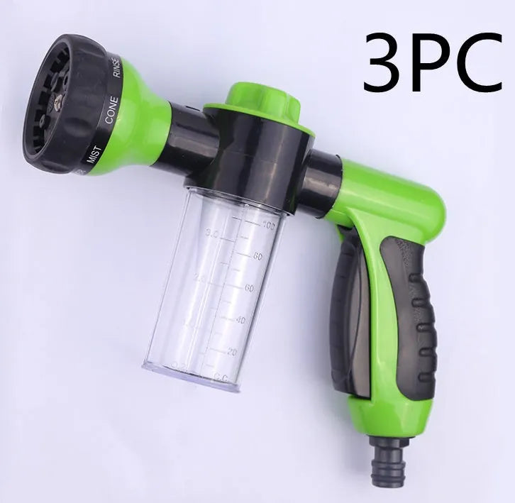 Green high pressure foam spray gun with adjustable nozzle for car washing and garden cleaning
