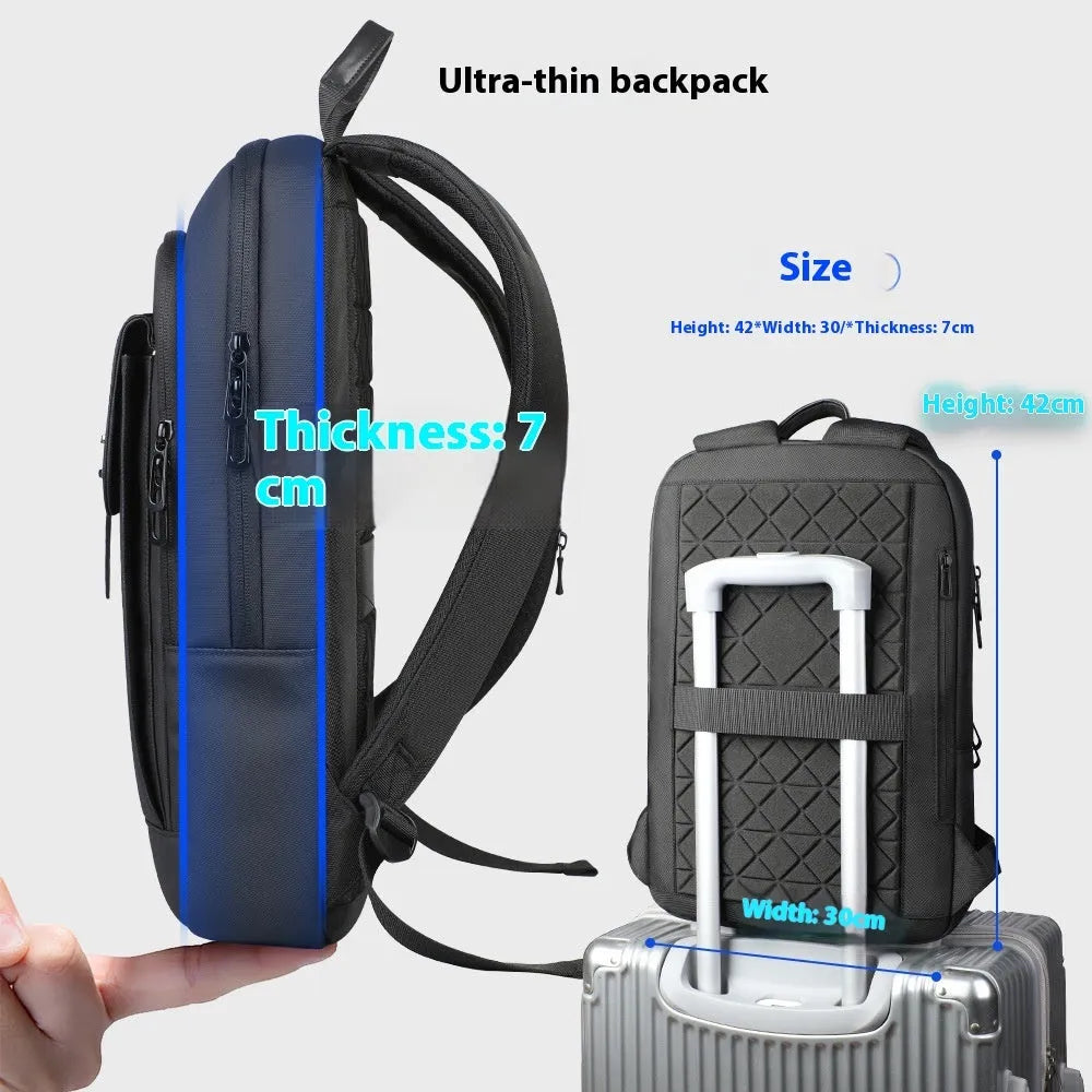 Black lightweight Oxford cloth backpack with urban simplicity design for business commuting