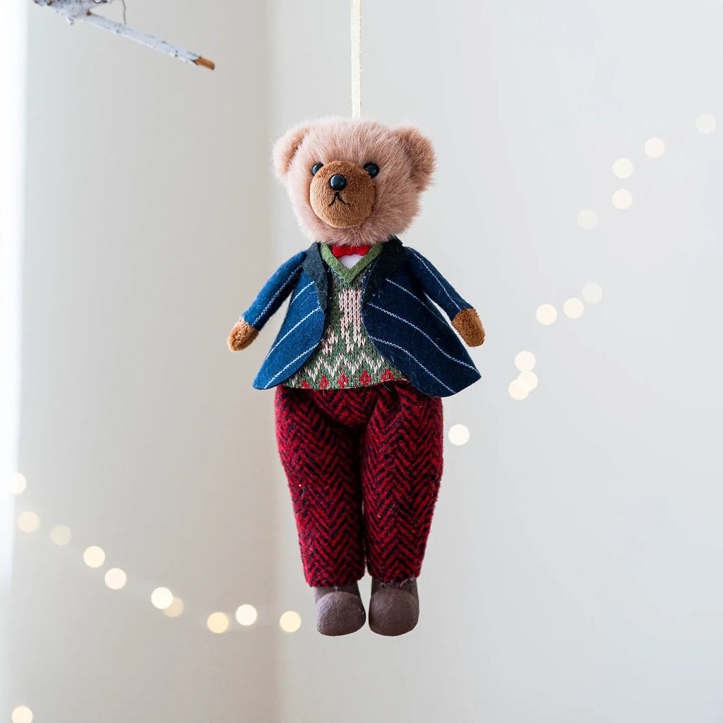 Cartoon couple plush bear doll set with gentleman bear and princess bear in cloth material