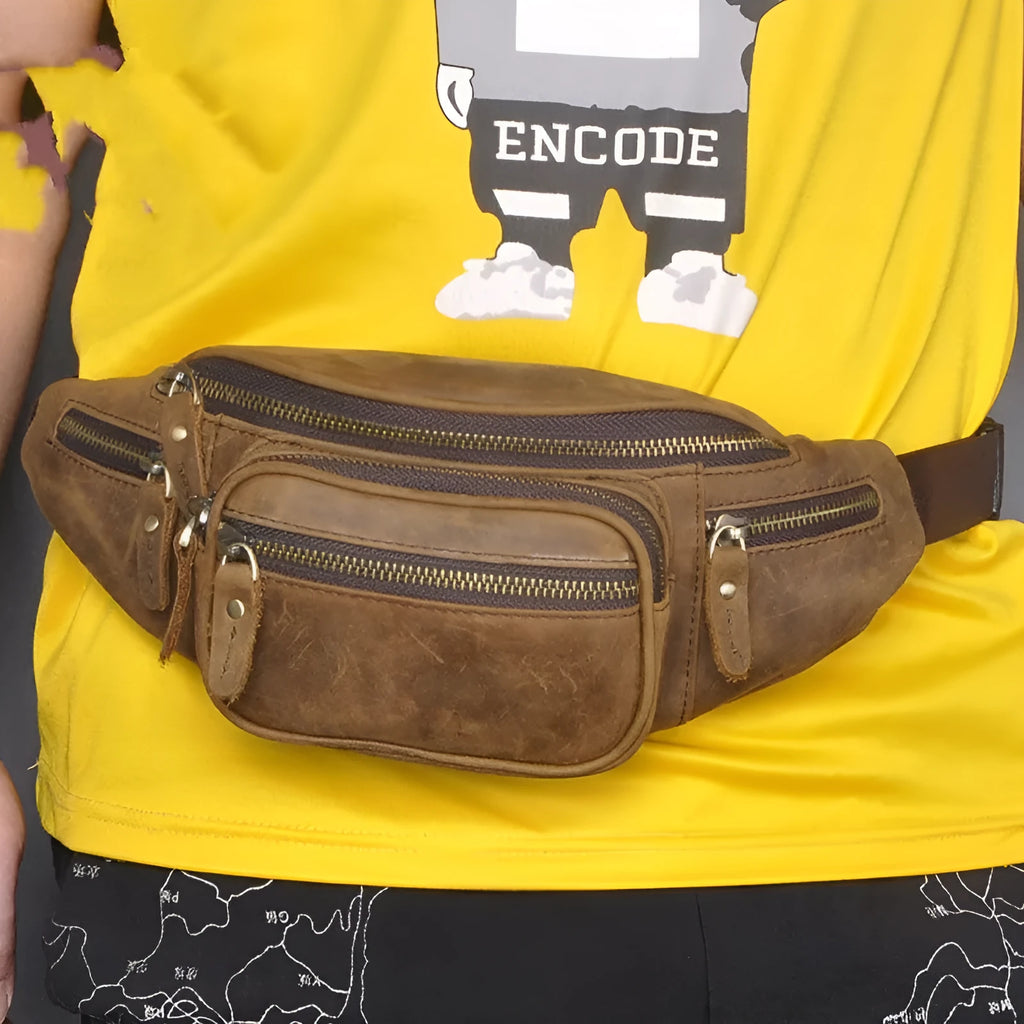 Retro leather shoulder messenger bag in dark crazy horse blue stroke showing large capacity and single strap design