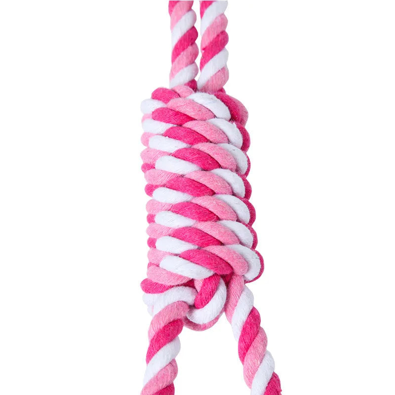 38cm red and white cotton string dog toy for medium to large breed dogs showing vent relieving design