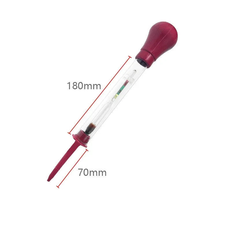 Electrohydraulic hydrometer for automobile battery electrolyte density testing with glass construction
