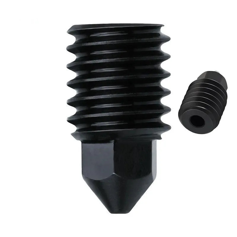 A1A1 Mini 3D printer hot end nozzle assembly with hardened steel nozzle and black silicone sleeve