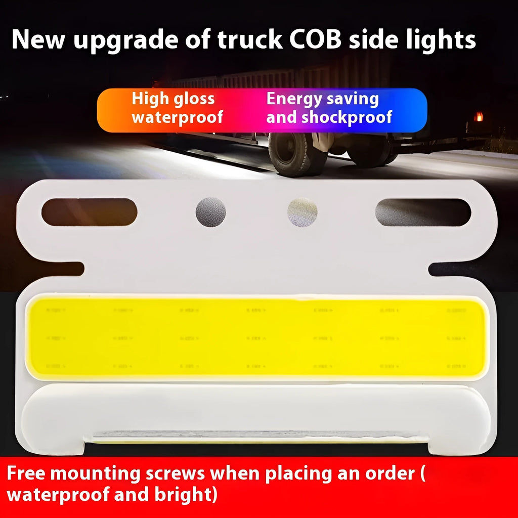 12V and 24V aluminium alloy COB LED truck side light in red, yellow, green, blue, and white colour options