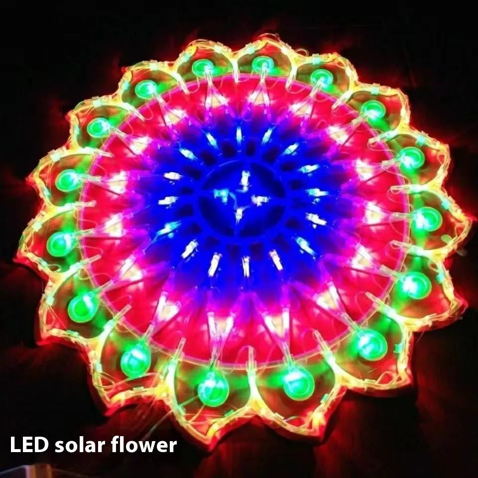 Christmas Festival outdoor decorative string lights with multiple coloured designs including peacock lamp, love heart, sunflower, and star shapes