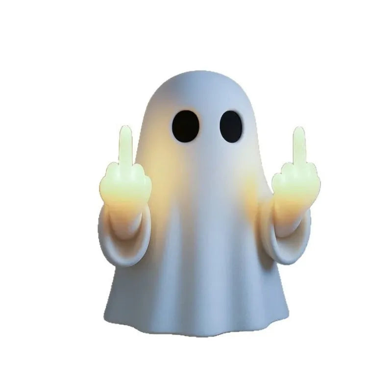 Plastic ghost statue night lamp Halloween decoration in white or black colour options