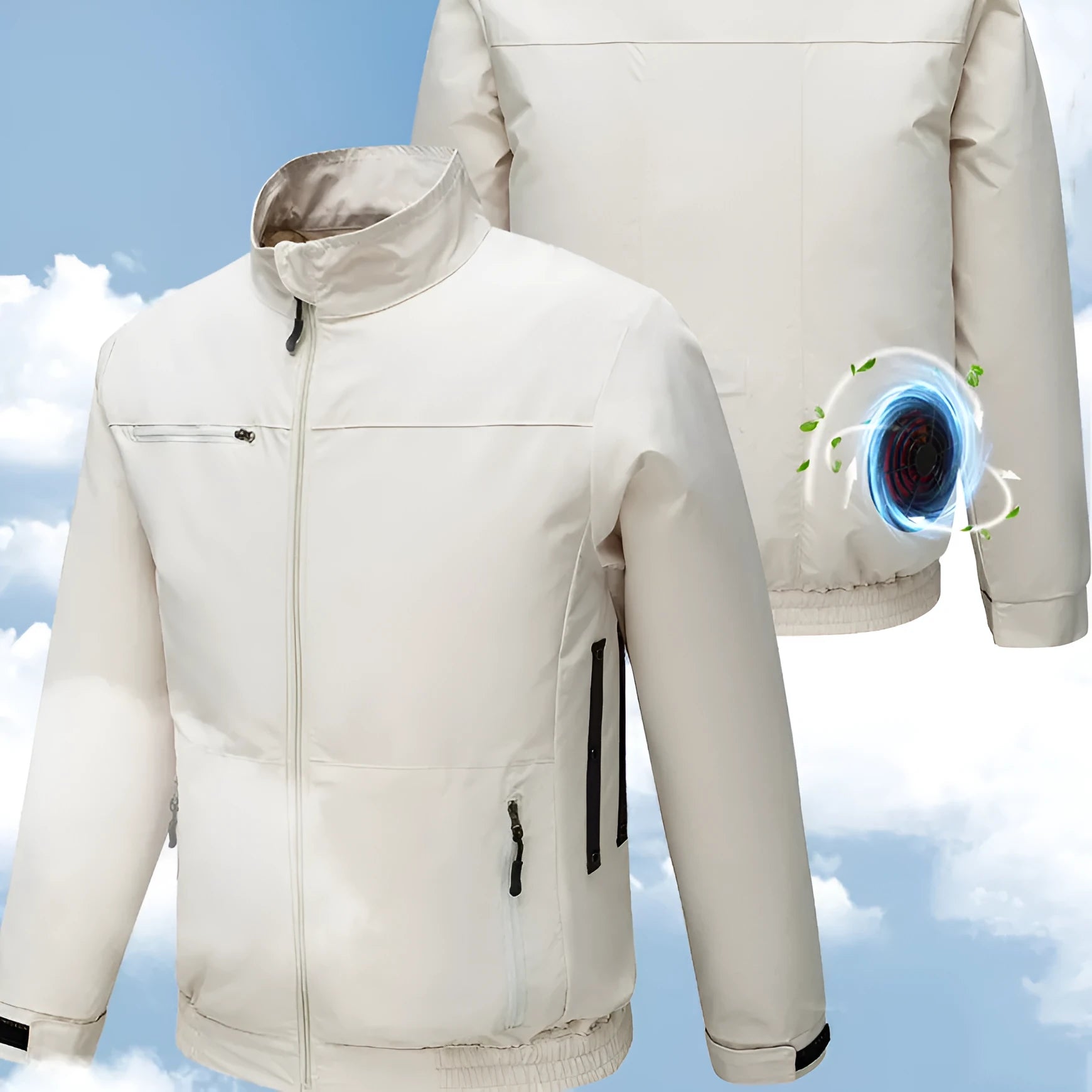 Men's black cooling jacket with ventilation holes for outdoor work summer wear