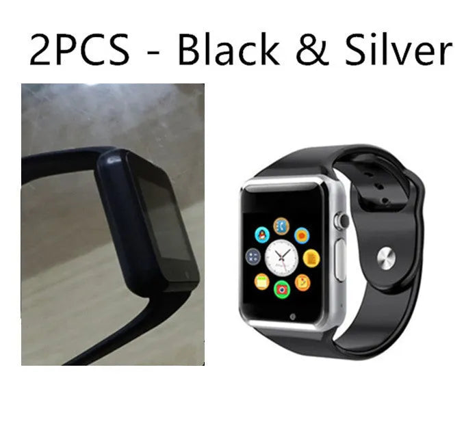 A1 smart watch with GSM SIM card phone function on wrist showing 1.54-inch display