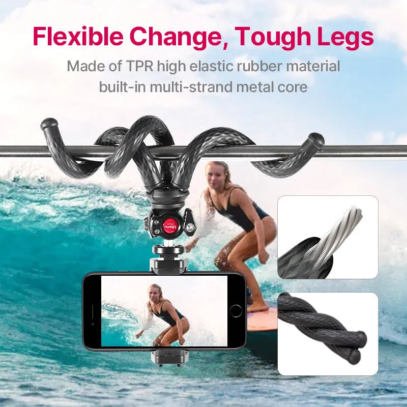 Black octopus-style mobile phone clip gimbal tripod set with aluminium alloy construction