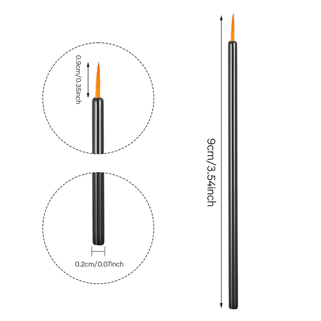 100 black disposable eyeliner brushes with ultra-fine points and plastic sleeve protection