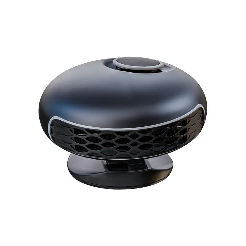 Black car warm air blower heater with cable for 12V or 24V vehicle defrosting and demisting