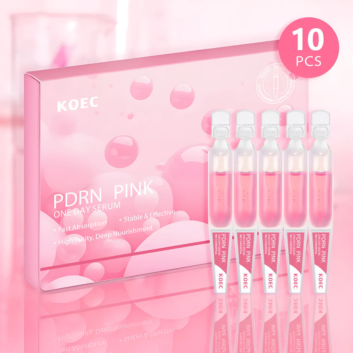 KOEC 10 pack powder polypeptide moisturising essence masks with latex fabric.