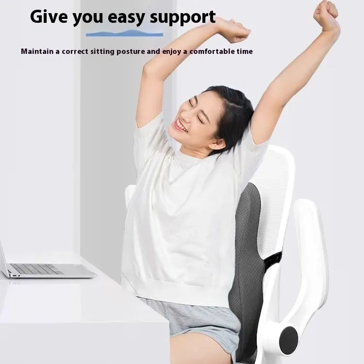 Office chair lumbar support cushion measuring 40x40x8cm in grey, navy blue, and pink colour options