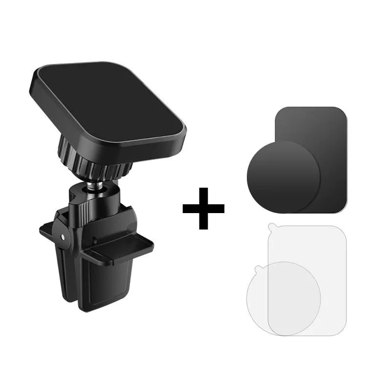 Magnetic car air vent phone holder mounted on vehicle dashboard