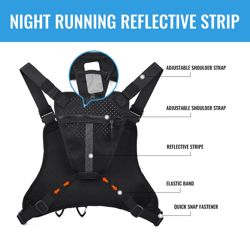Men's Oxford cloth outdoor sports chest bag in blue, designed as a breathable riding vest.