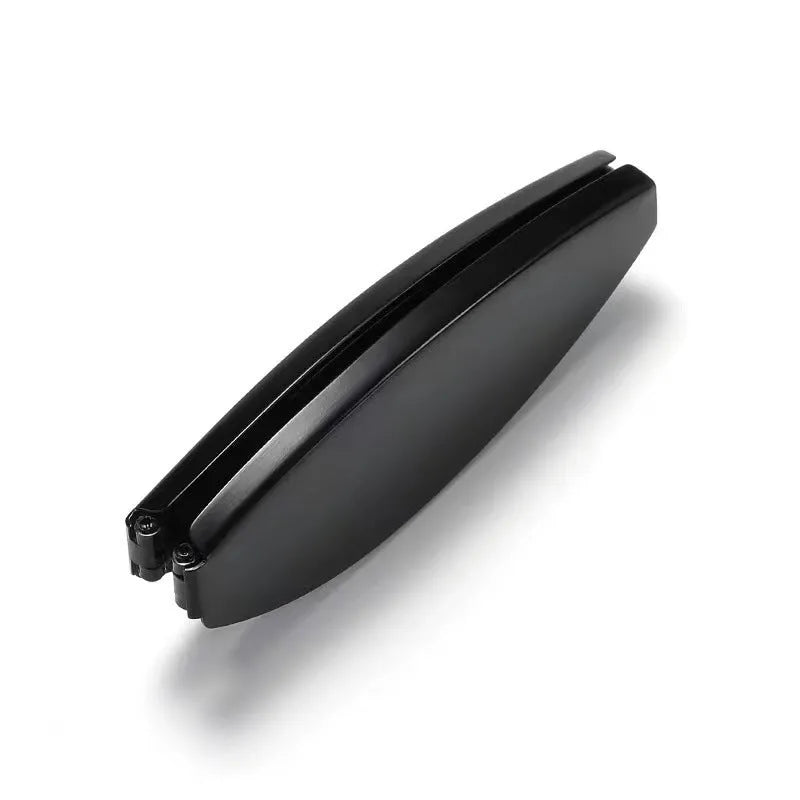 Folding retro-style presbyopic glasses for men in black frame, shown open and folded.