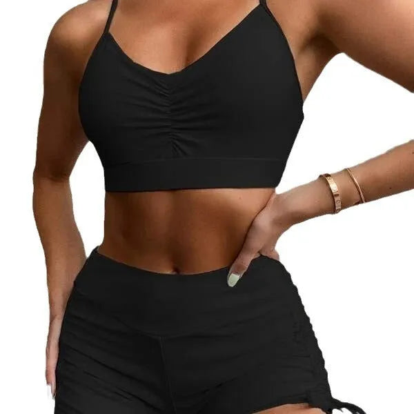 Women's purple and black high waist split swimsuit for swimming and surfing