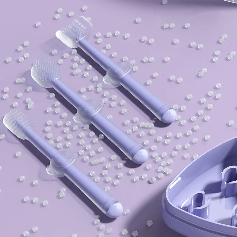 Silicone pet finger toothbrush for dogs and cats in purple colour