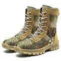 Men's black and camouflage high-top sports boots with mesh upper and totem detail.
