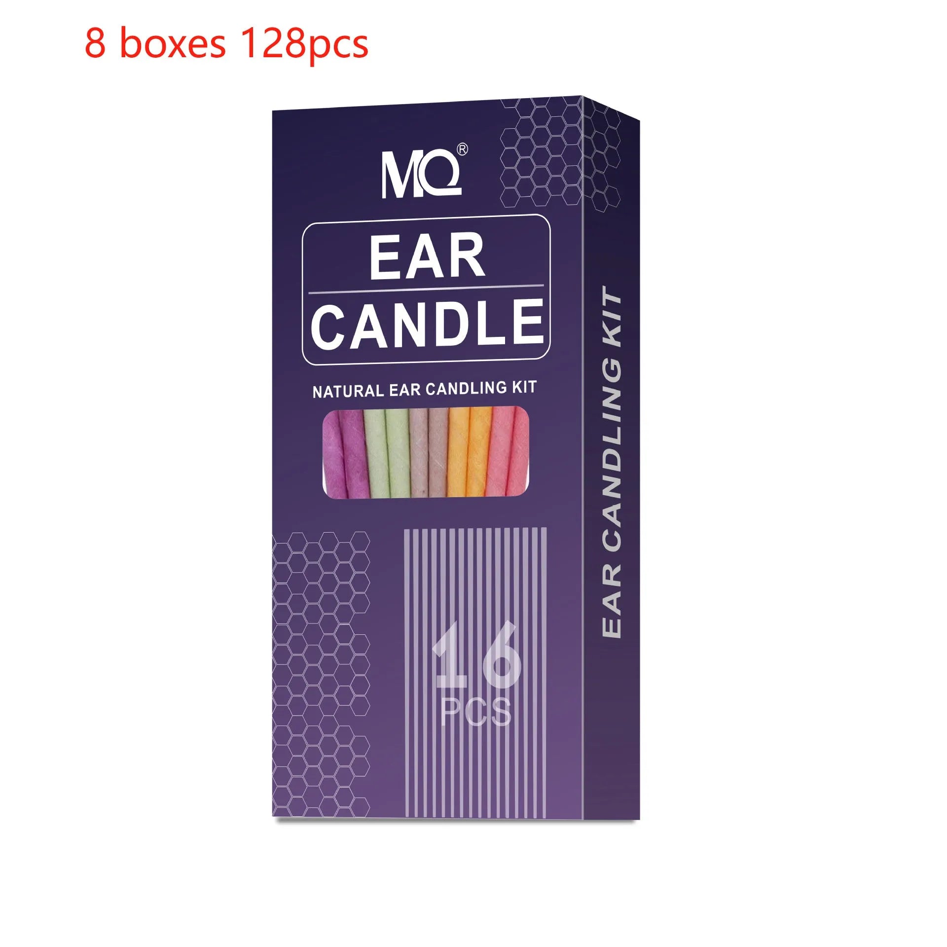 Ear candles health massage set with 16 cotton cloth candles, 8 protection boards, and 16 cotton swabs