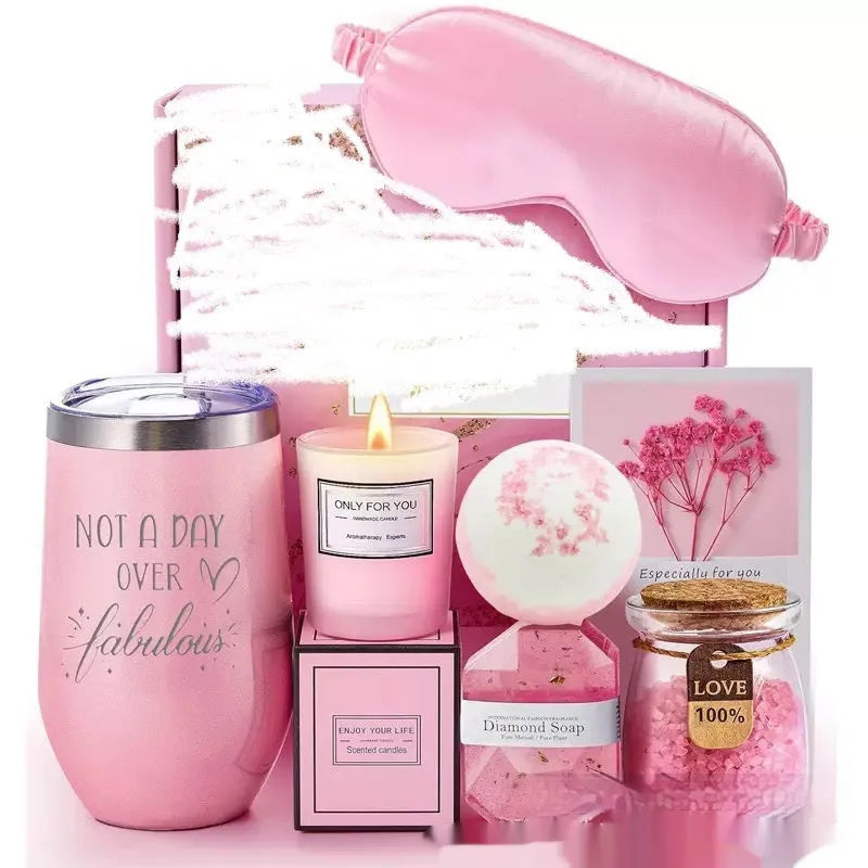 Soy wax aromatherapy candle bath set gift box showing multiple colour options