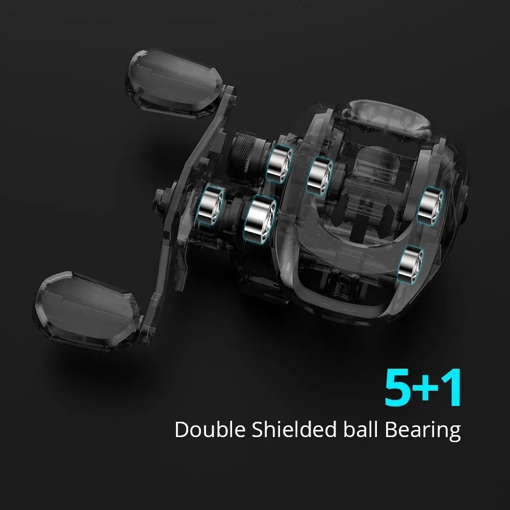 Drip wheel fishing reel kit with rod and line showing left and right hand wheel options