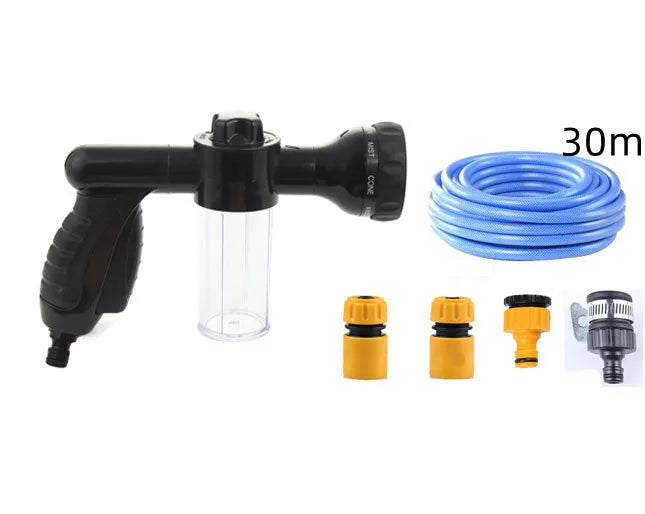 Green high pressure foam spray gun with adjustable nozzle for car washing and garden cleaning