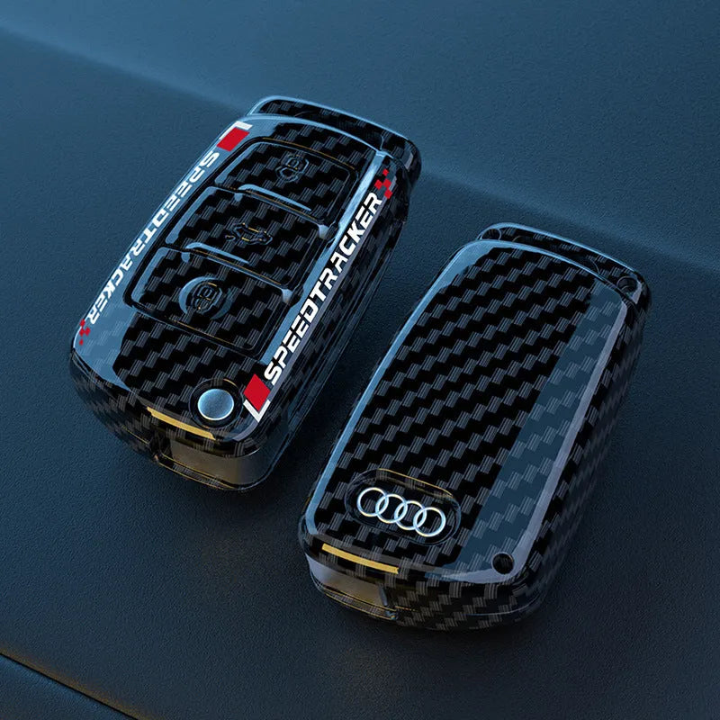 Carbon fibre style car key cover with mirror surface in feilin material