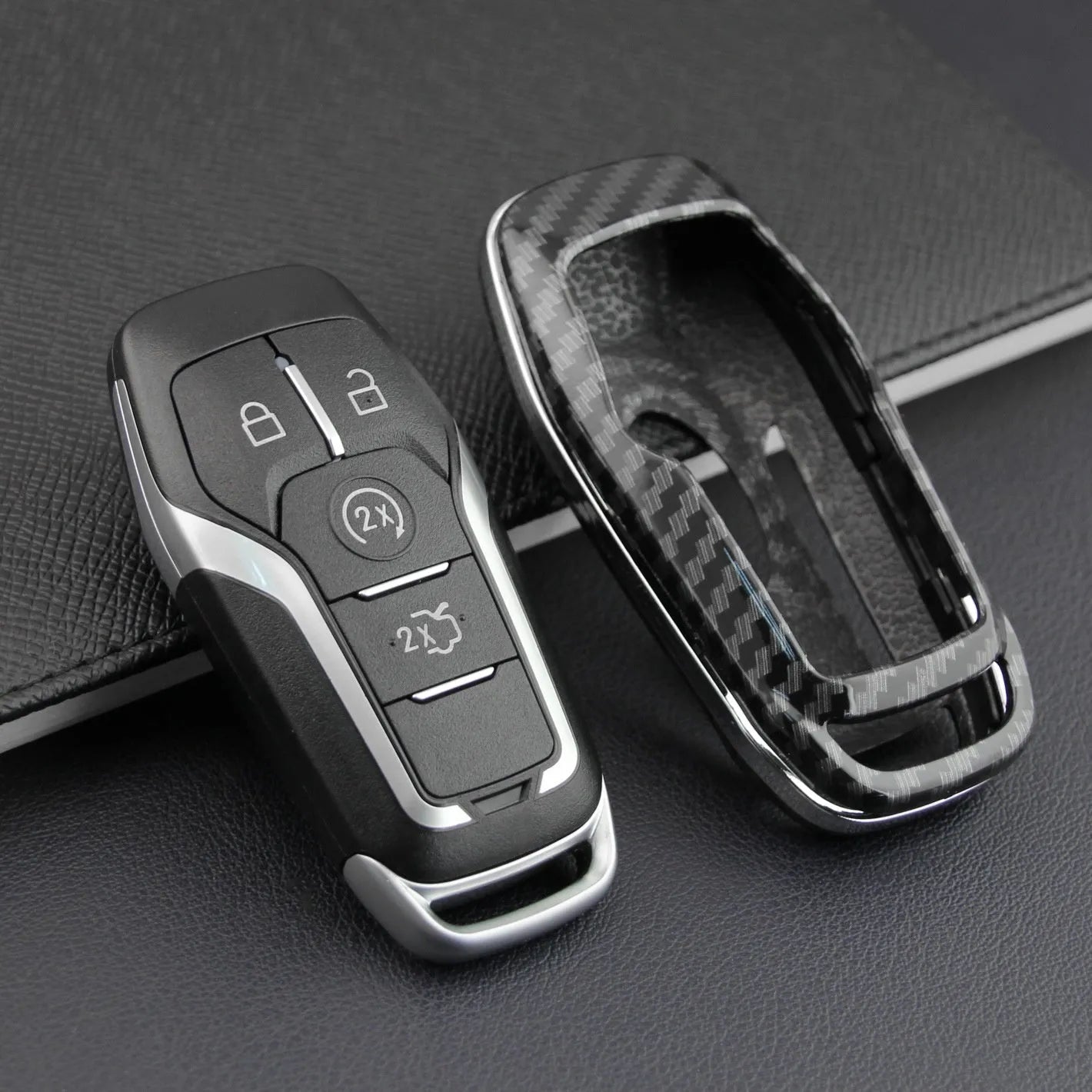 Plastic remote control protective shell for car keys shown in single shell colour.
