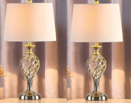 European-style USB table lamp with touch sensor for cold and warm dimmable light on alloy base