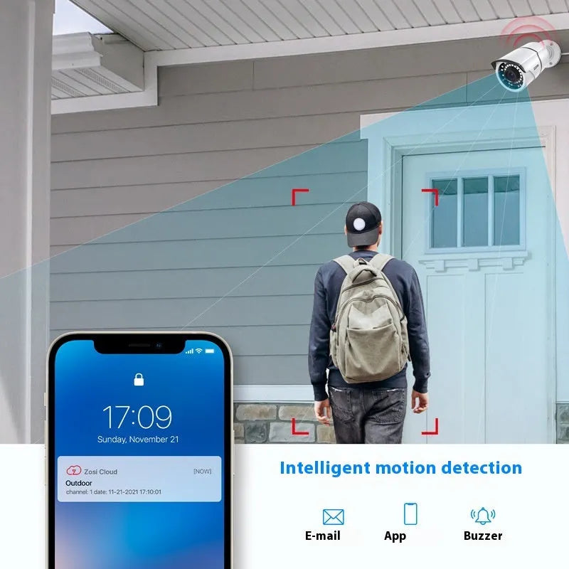 ZOSI 5MP POE security camera system with 4-channel NVR and outdoor monitor suit options