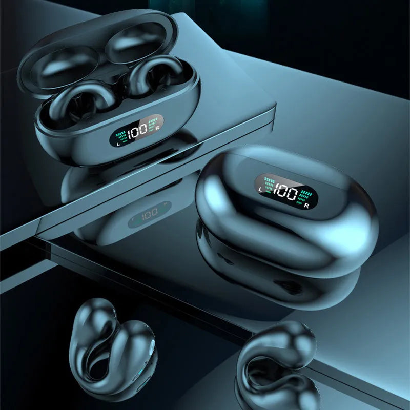 Q80 clip bone conduction Bluetooth headset in black, khaki or white colour with ear clip design