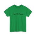Green cotton T-shirt with creative letter print design on short sleeves