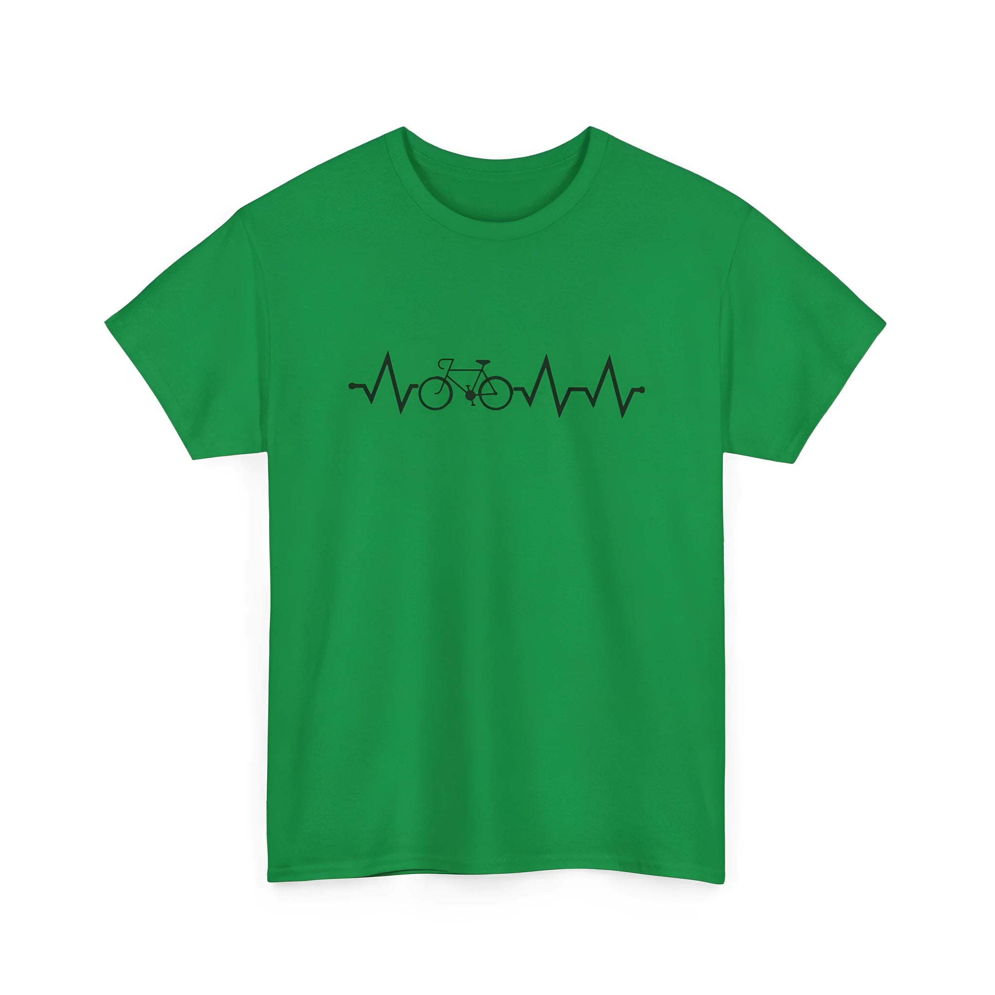 Green cotton T-shirt with creative letter print design on short sleeves