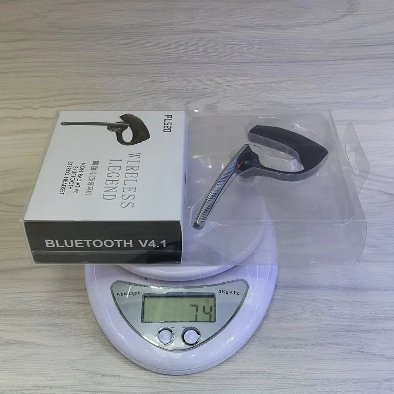 Black Bluetooth sports headphones with USB charging port showing battery display