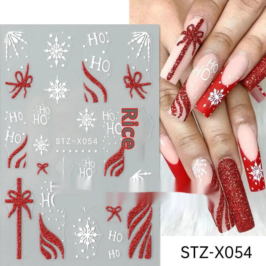 Cartoon love pattern nail art sticker decals in black and silver colours on a plastic sheet.