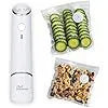 White USB portable vacuum sealer pump with five 26x28cm plastic zipper food storage bags