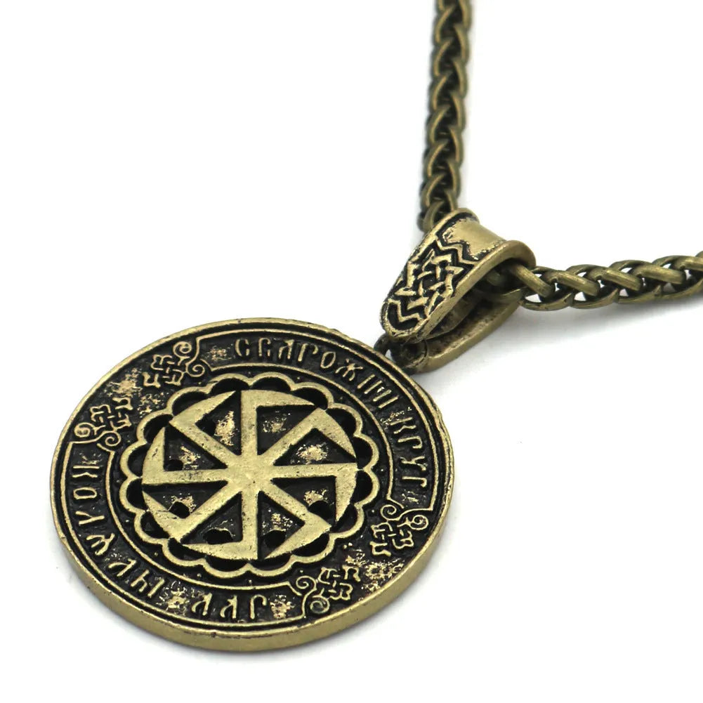 Lunavin ODing logo necklace with Nordic myth pendant in antique silver or bronze on leather rope or snake bones chain