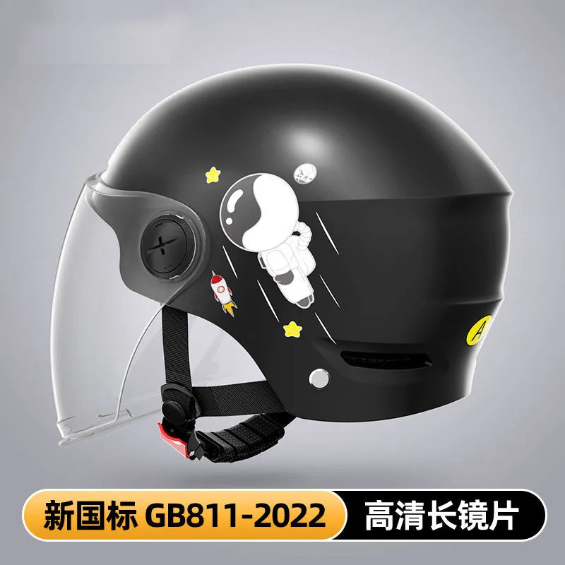 Khaki ABS half helmet for electric motorcycle with sun protection glasses