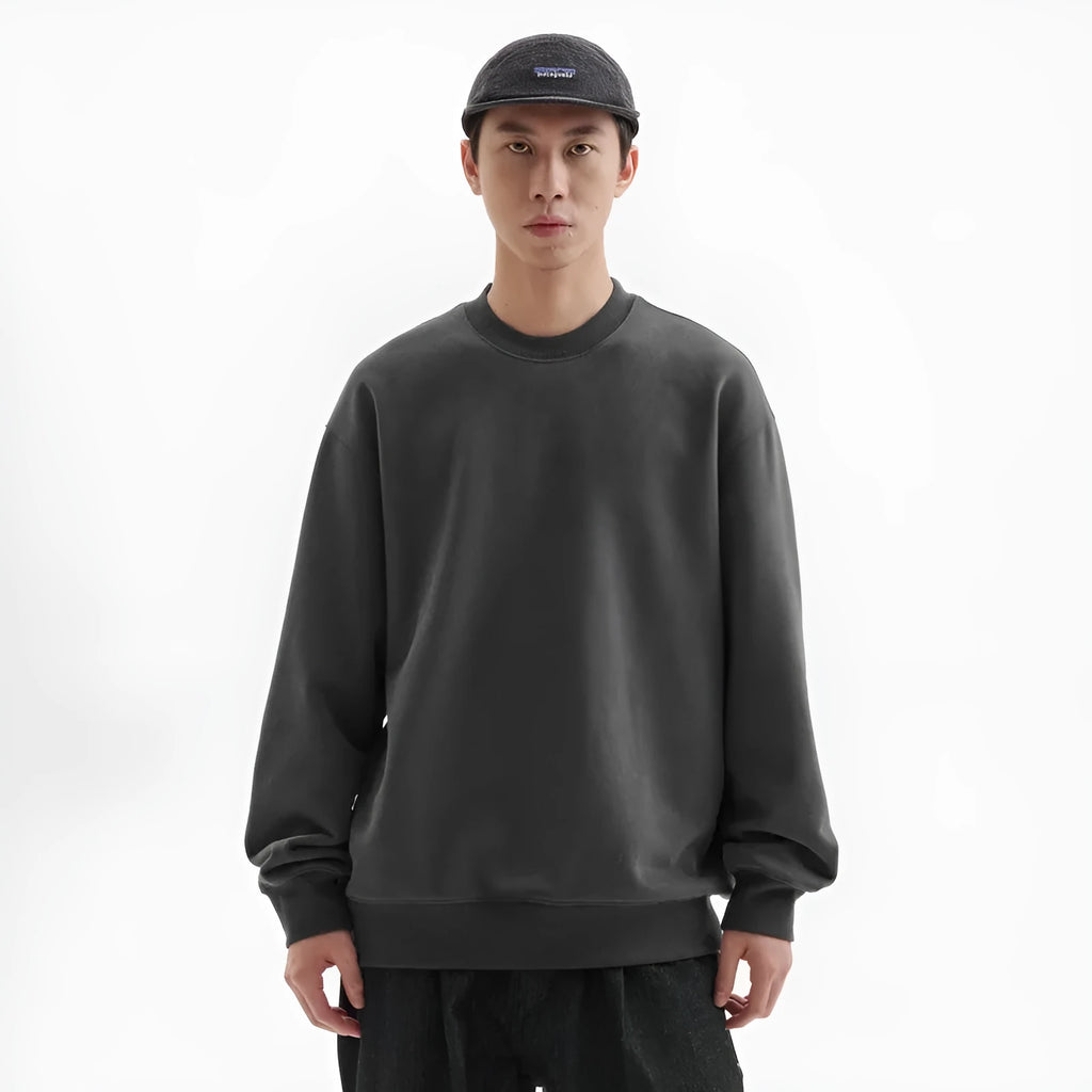 Men's cotton pullover hoodie with fleece lining and inner hood, loose fit, solid colour, sizes S to 3XL