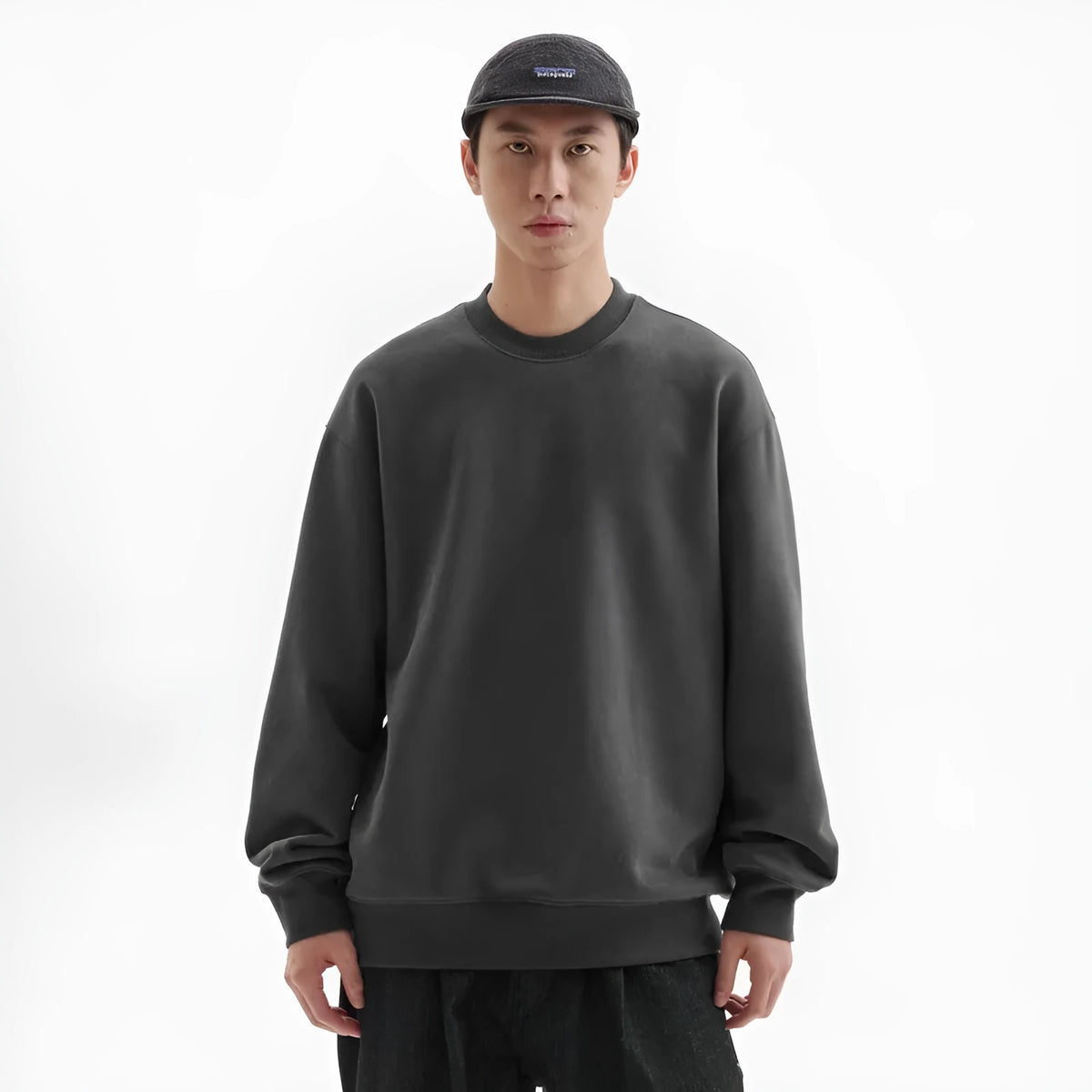Men's cotton pullover hoodie with fleece lining and inner hood, loose fit, solid colour, sizes S to 3XL