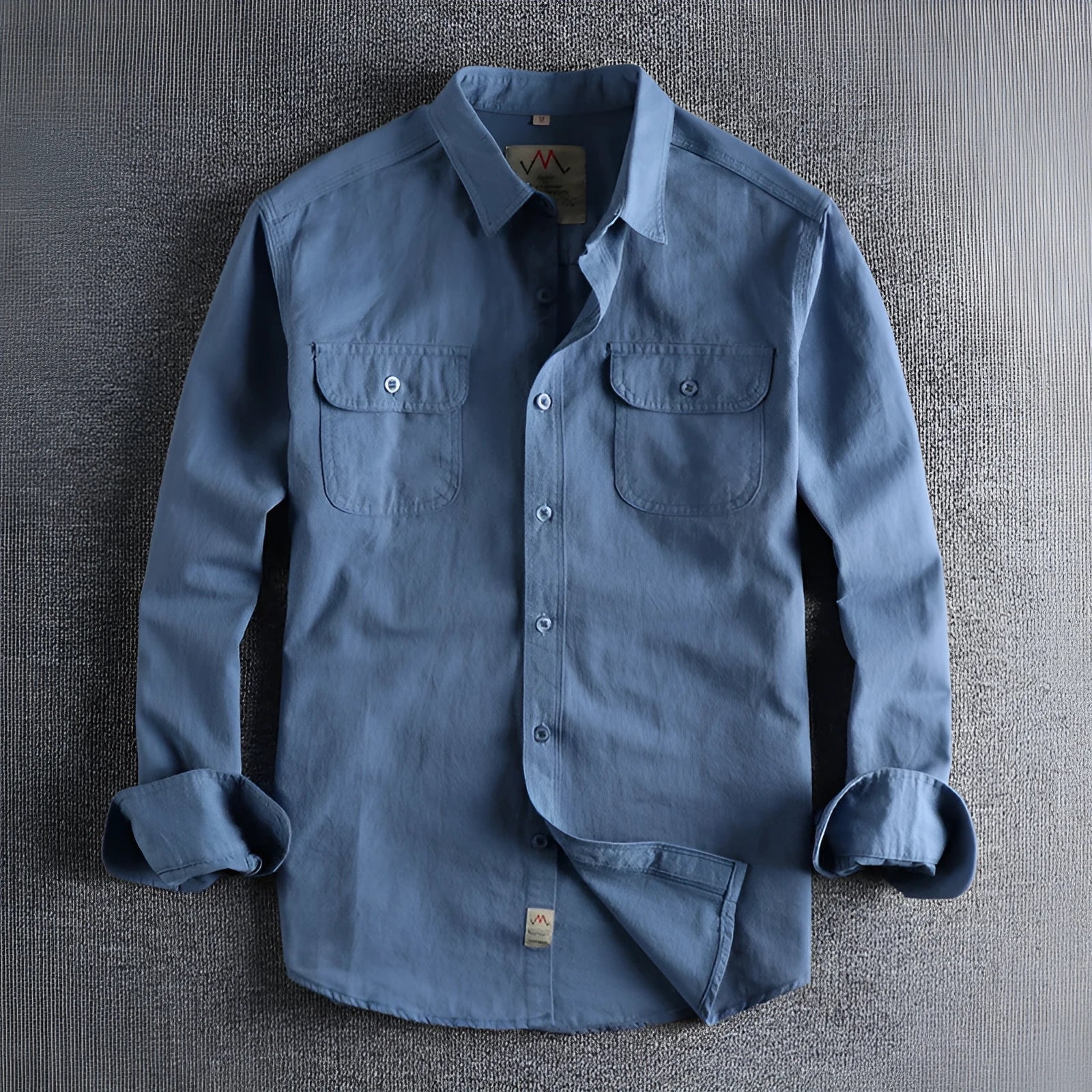 Men's solid colour cotton long sleeve shirt in regular fit cardigan style