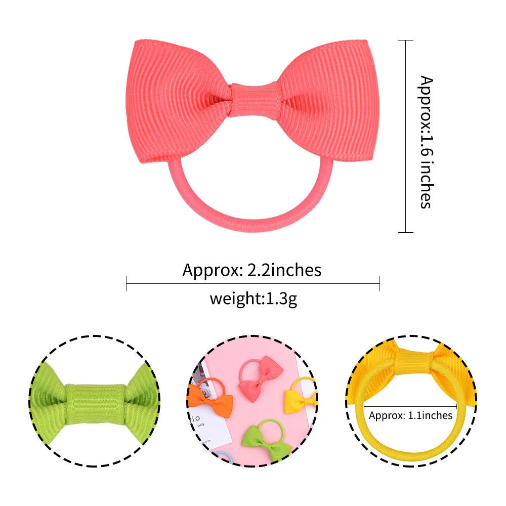80 multi-coloured baby hair ties with grosgrain ribbon bows for infants and toddlers
