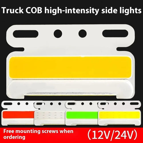 12V and 24V aluminium alloy COB LED truck side light in red, yellow, green, blue, and white colour options