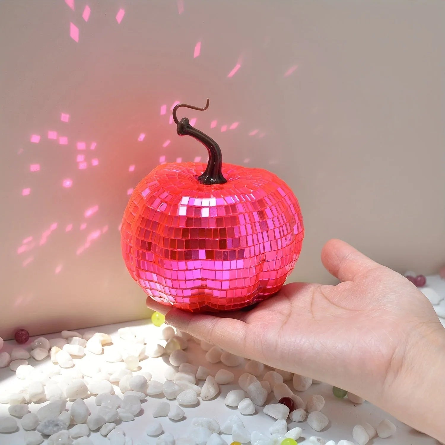 Chinese embroidered glass pumpkin decoration in five sizes from 6cm to 20cm