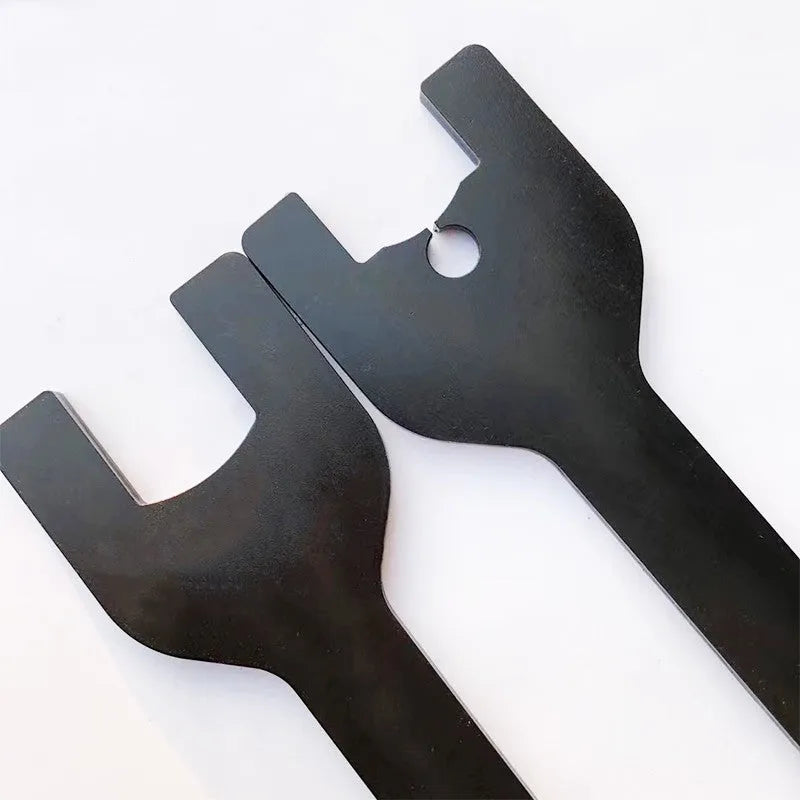 Land Rover fan support wrench and coupler wrench set showing 36mm and holed 40mm alloy steel spanners