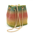 Rainbow colour rhinestone bucket bag with full crystal diamond coverage and soft construction